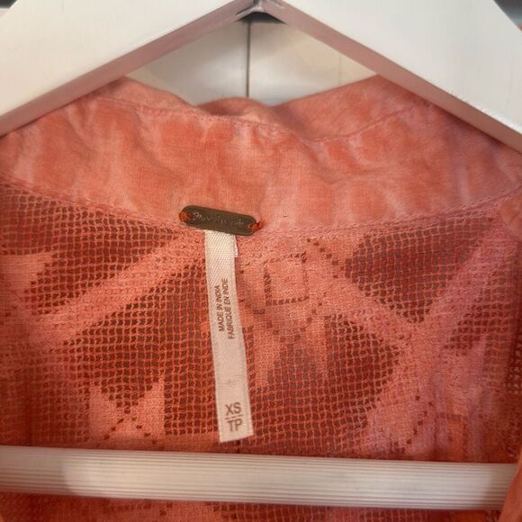 Free people acid wash lace collared blouse xs - Picture 4 of 9